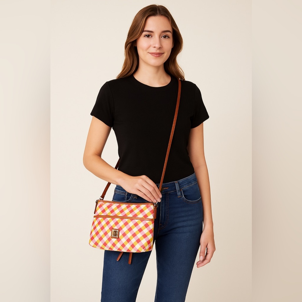 Dooney &‎ Bourke Gingham Plaid Coated Canvas Crossbody